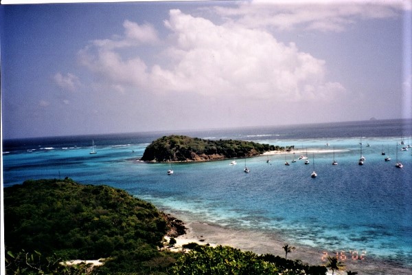 2002 Tobago Cays with a view of the anchorage
