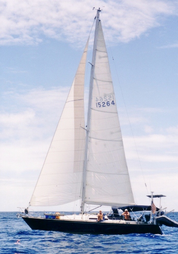2002 East Carib SCRAMMIN sails south toward Trinidad