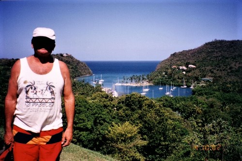2002 St Lucia Brian overlooking Marigot Bay Anchorage