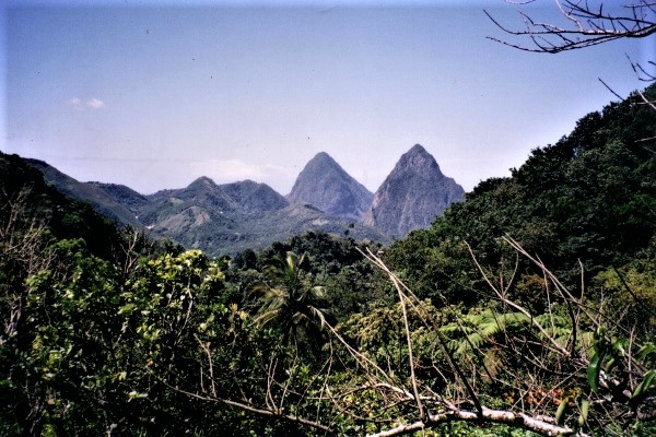 2002 St Lucia A view of the 3 Pitons in the distance