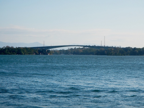 A view of the bridge crossing the Rio Dulce as seen
        from Catamaran Marina