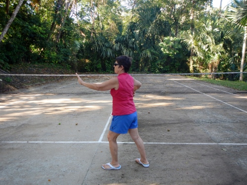 Kathy does
      Thai Chi in the Tennis Court