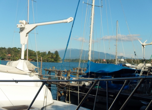 A view of Tundras back Yard as she sits at her dock
        at Catamaran Marina