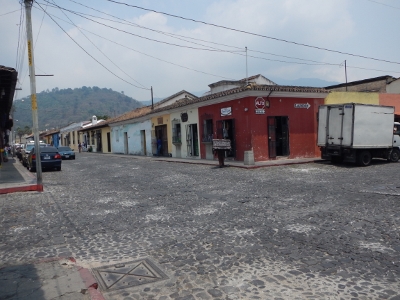 The typical street scene as shown here in
            Antigua Guatemala