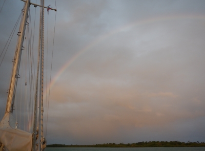 A rainbow shows for us in the
            Sapodilla Lagoon