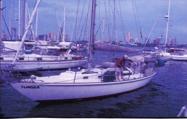Tundra tied up at
        dock at Club Nautico