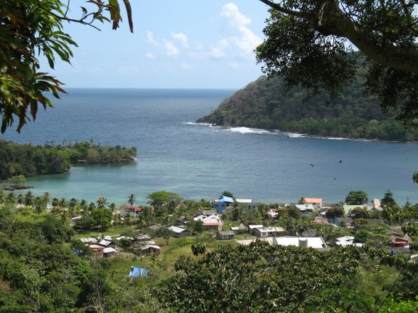 View of harbor on
        our hike to the border of Columbia and Panama