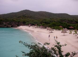 One of many beaches on
        the lee shore of Curacao in the Dutch Antilles