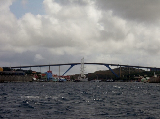 The Bridge that
        joins Punda and Otrabanda in downtown Willemstad Curacao