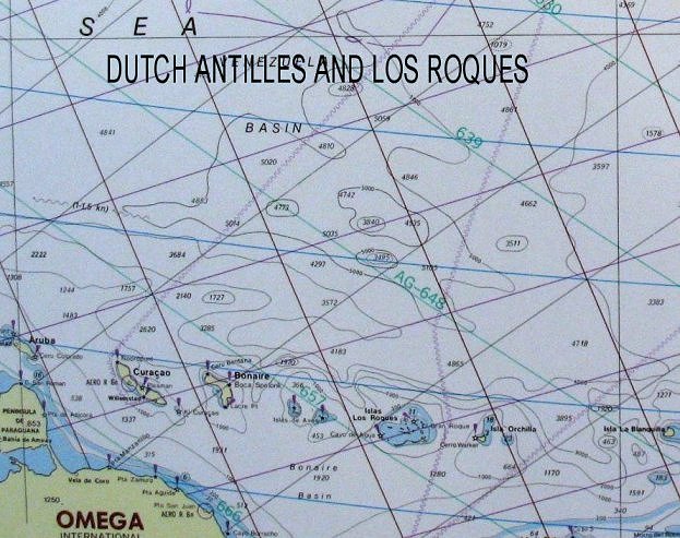 Chart
          showing the northwest coast of Venezuela The Dutch Antilles
          and The Los Roques
