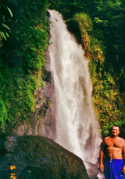 The biggest waterfalls on Dominica where a cool dip
          provided some relief from the heat