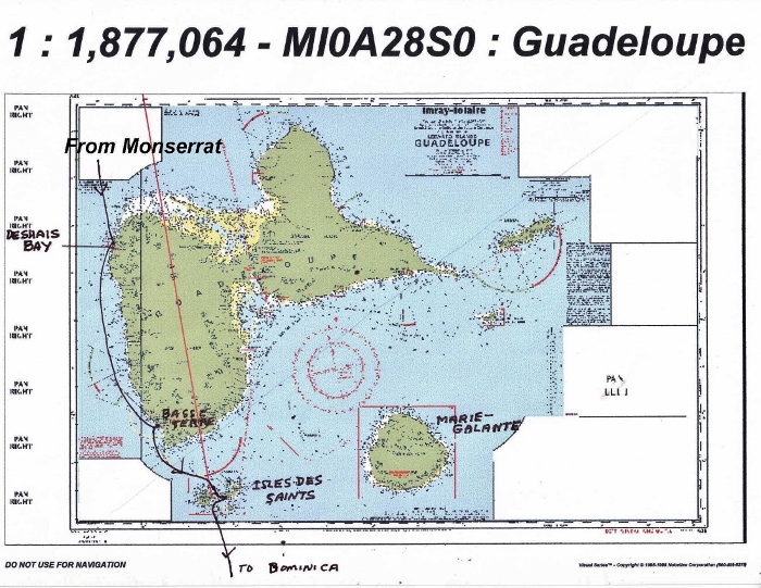 A chartlet showing Guadeloupe
            and area