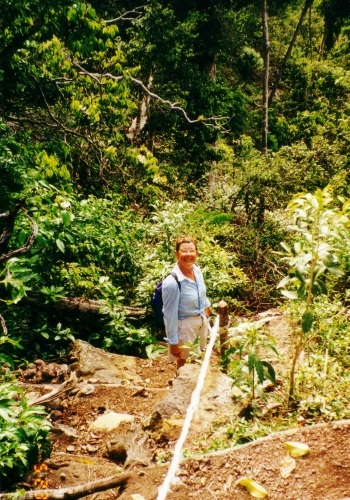 Kathy climbing the volcano on Saint Eustatius