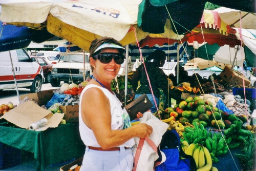 Kathy visits the market located on
Saint Martin in the Eastern Caribbean