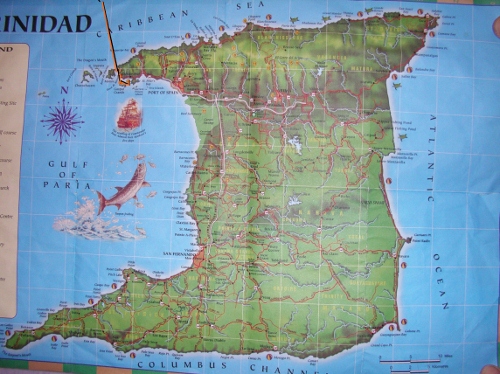 A Chartlet showing Trinidad
          and our entrance through the Boca