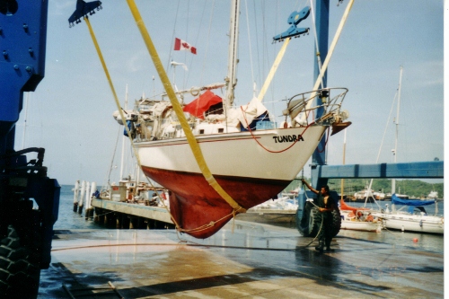 Tundra is Hauled at Peakes Boat Yard in
Chagaramus Trinidad