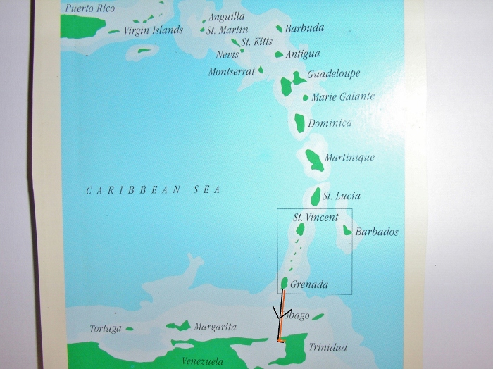 A Diagram
showing our route down the West Indies