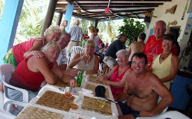Celebrating Valentines Day 2005 at De Reef on Lower Bay
            in Bequia