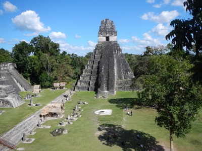 A
          view of the Jaguar and Complex from our climb on Temple II The
          Mascarones