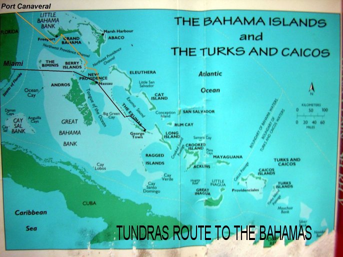 Tundra Route Map Florida to the Bahamas