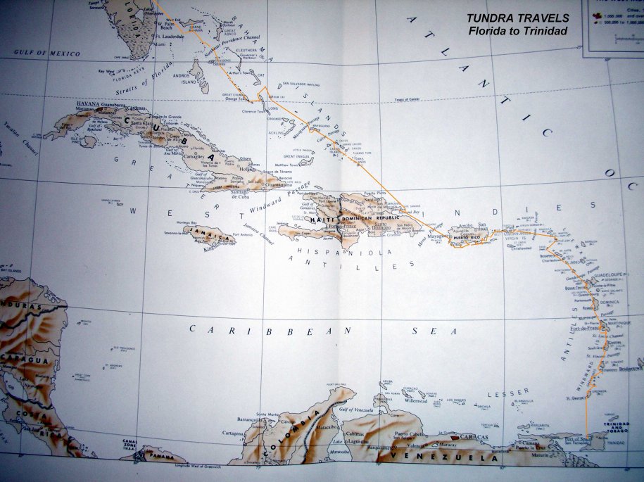 Chart of Tundras Route Florida to Trinidad