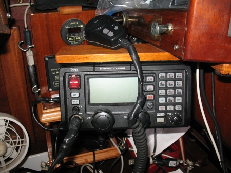 The ICOM M 802 SSB Radio is
          installed in the Nav Station