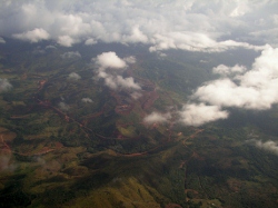 Airplane view of terrain around Angel Falls Venezuela