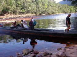 Loading the dug out canoe for departure from Angel Falls