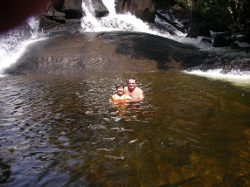 A stop on the
                  way back to Canaima for a cool down at a mini falls
                  along the way