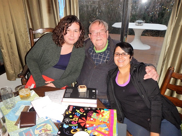 2017 Ron at his 80th with Bria and Kayley