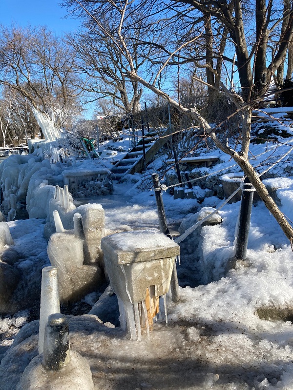 2021 BCT Ice formation on the cement stairs Jan 27