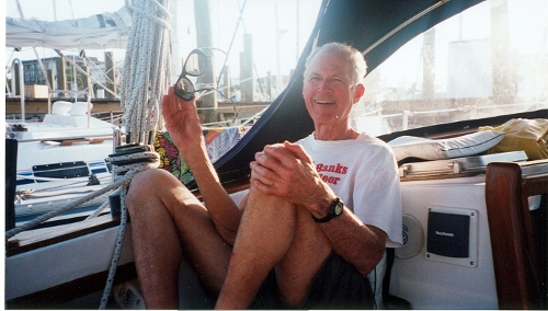 Gord relaxes in the cockpit of Bacchus