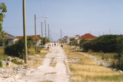 A
          view of main street in downtown Duncan Town on Ragged Cay in
          the Bahamas