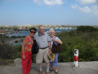 Kathy Jack and Kathie with Spanish Waters in
        the background