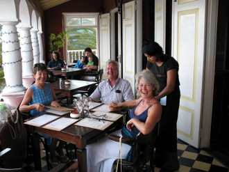 Celebrating with
        Tricia and Peter off Skysong on their 40th anniversary in
        Willemsted