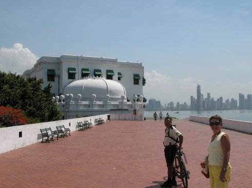 Touring Old Town in Panama City with our very helpfull
        tourist guide