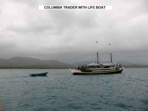 Columbian Trader
        loaded with goods to trade towing their life boat