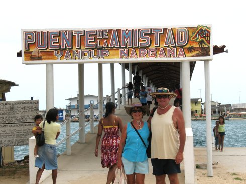 Standing in front
        of the new bridge that connects the two islands of Nargana
