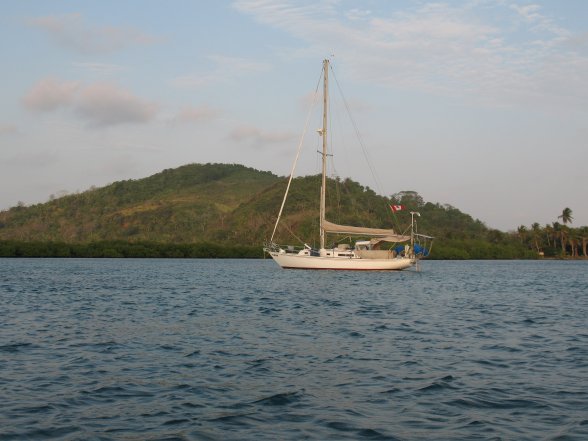 Tundra anchored
        under Suledup Island near Caledonia