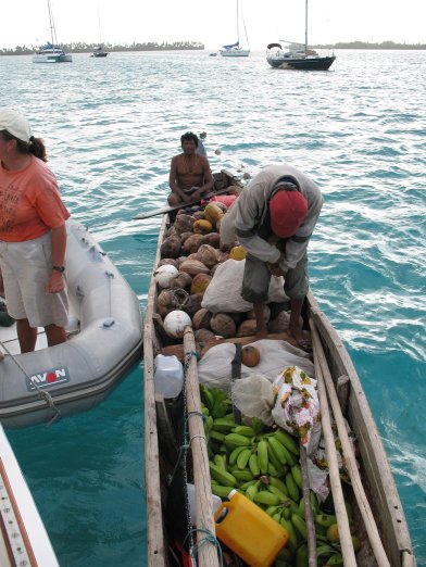 Provisioning with
        one of the veggie boats