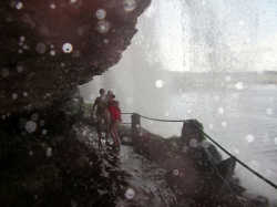 The girls have a shower under Sappo Falls
          Venezuela