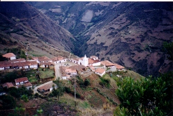 View from above of
        the mountain town Los Nevados in the Andes Venezuela