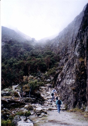 The hike is underway to Los Nevados in the
        Andes Venezuela